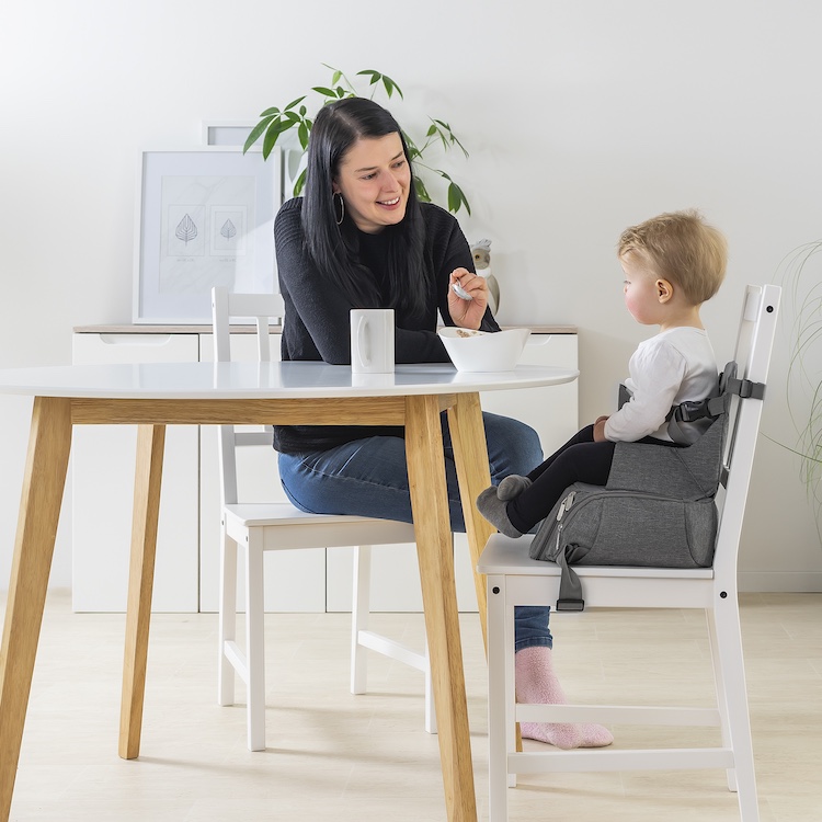 Reer istuinkoroke turvavyöllä kantolaukussa, harmaa