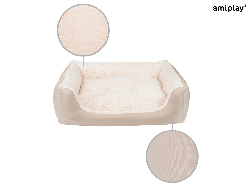 Amiplay Aspen XL-koiranpeti sohva beige 90x72x22cm
