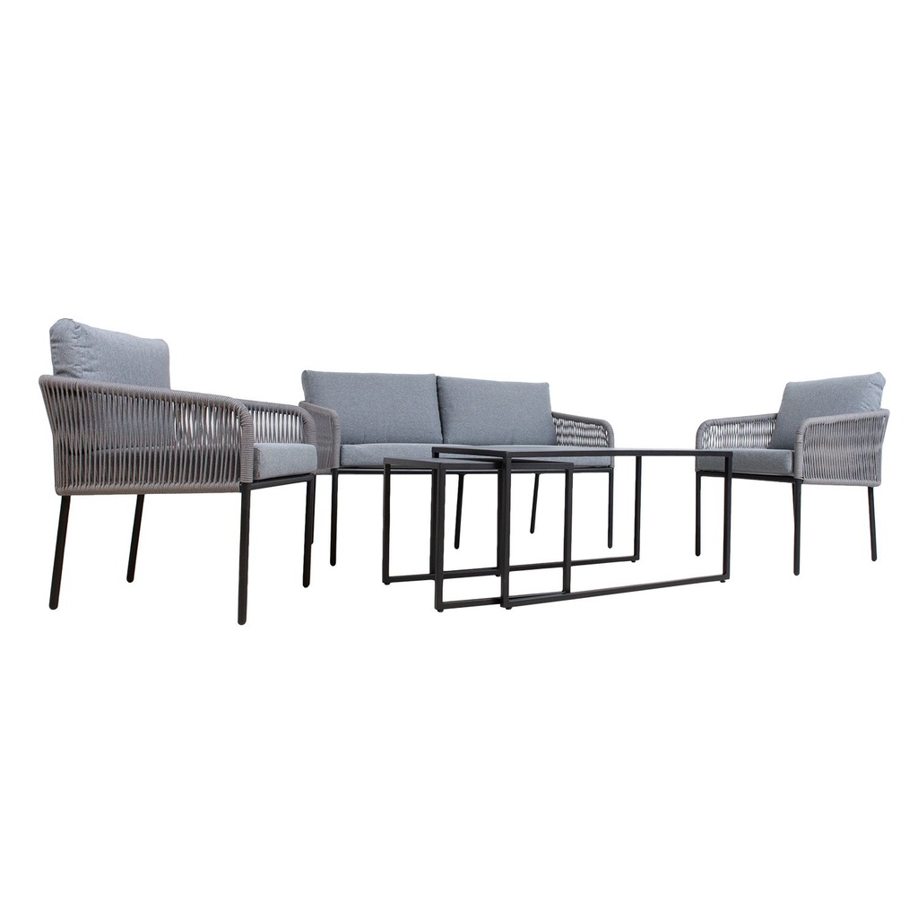 Garden furniture set LEVINE 2 tables, sofa and 2 chairs, grey