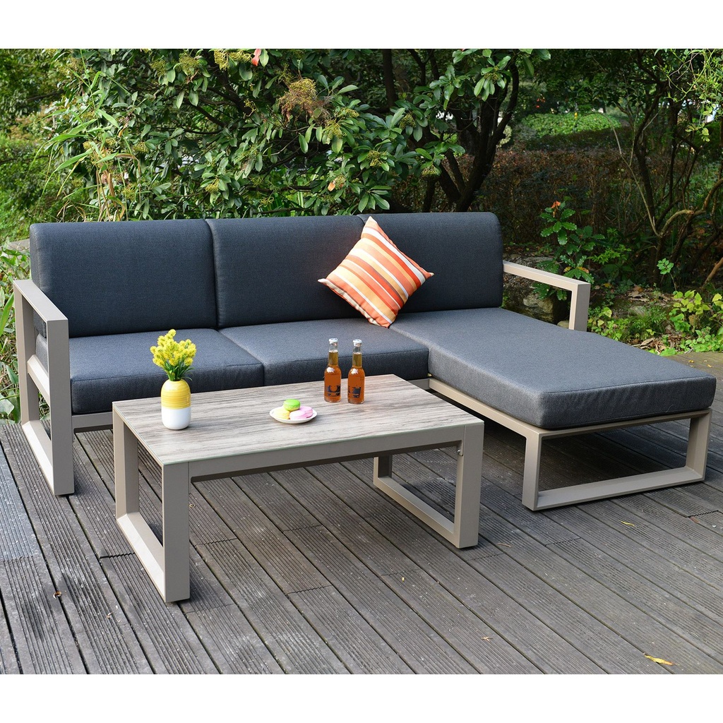 Garden furniture set POSTA corner sofa and table, beige