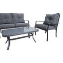 Puutarharyhmä BOSLER pöytä, sohva + 2 nojatuolia, harmaa