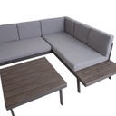 Puutarharyhmä DELGADO kulmasohva + pöytä, harmaa/grafiitti