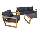 Puutarharyhmä DUISBURG pöytä, sohva + 2 nojatuolia, musta/ruskea