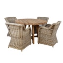 Puutarharyhmä KATALINA pöytä 120cm + 4 nojatuolia, beige/ruskea