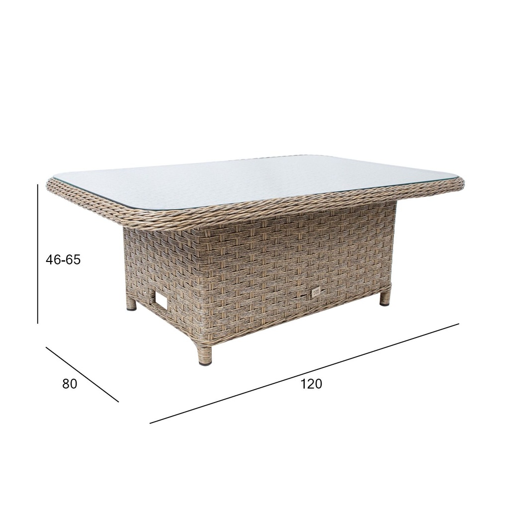 Table PACIFIC 120x80xH46/65cm