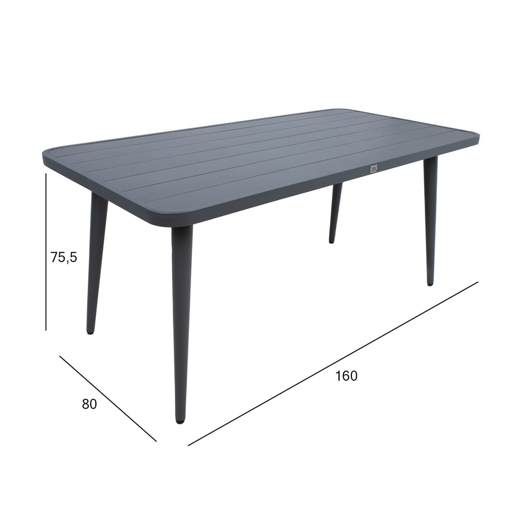 Table WALES 160x80xH75,5cm, dark grey