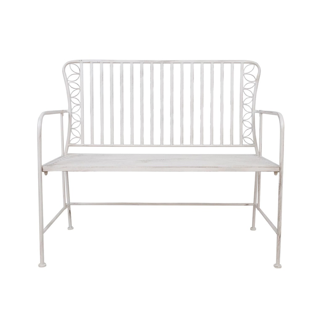 Bench JASMINE 103x50xH93cm, antique white metal