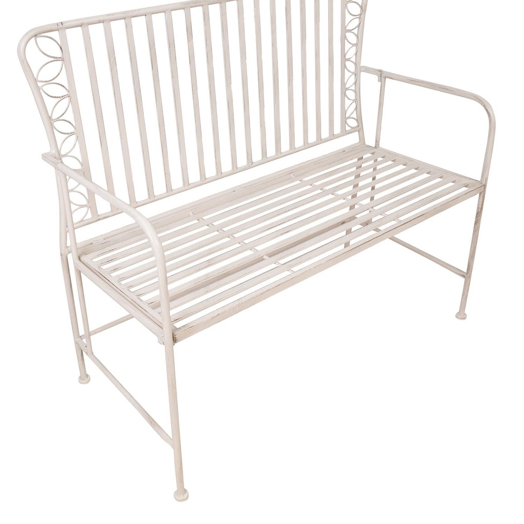 Bench JASMINE 103x50xH93cm, antique white metal