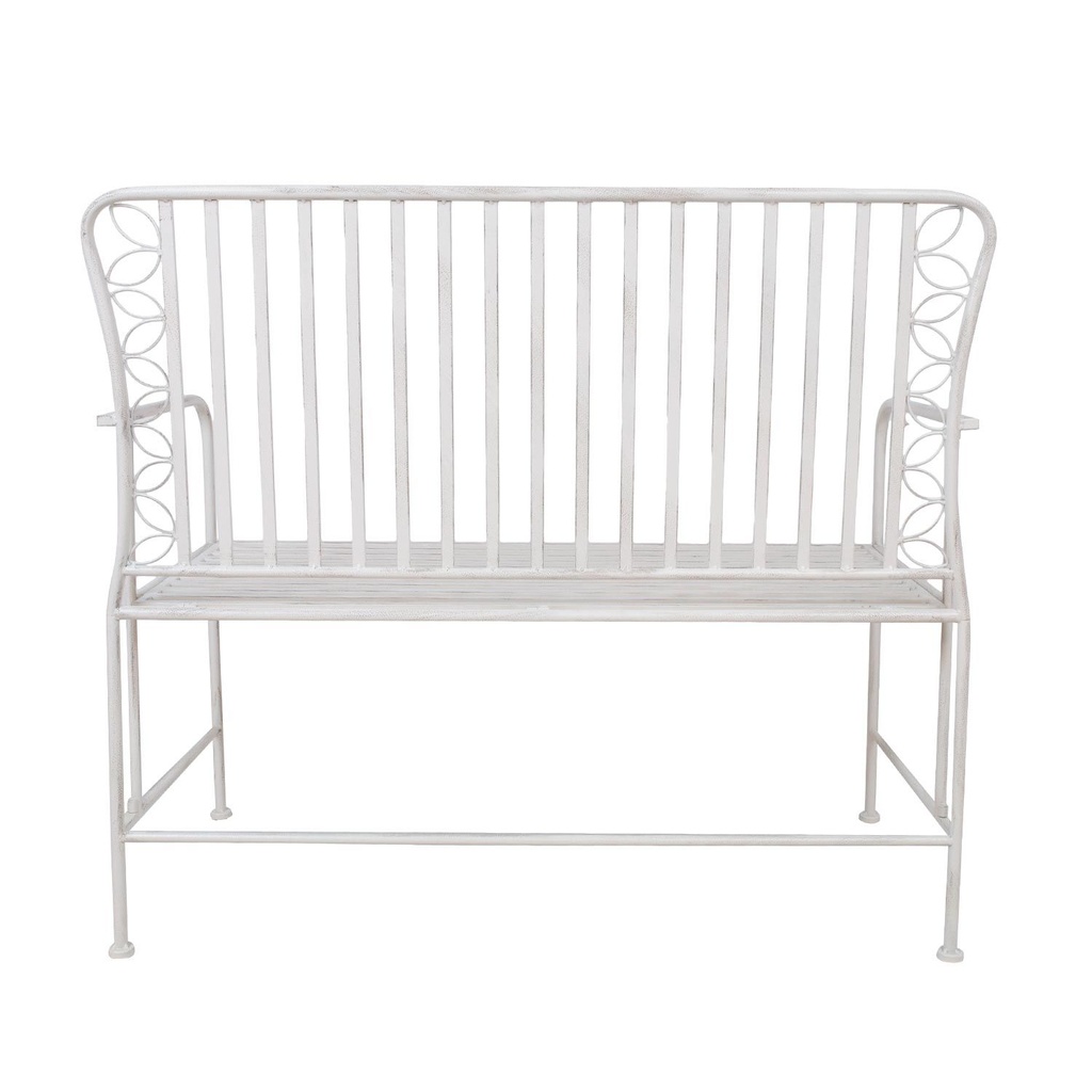 Bench JASMINE 103x50xH93cm, antique white metal