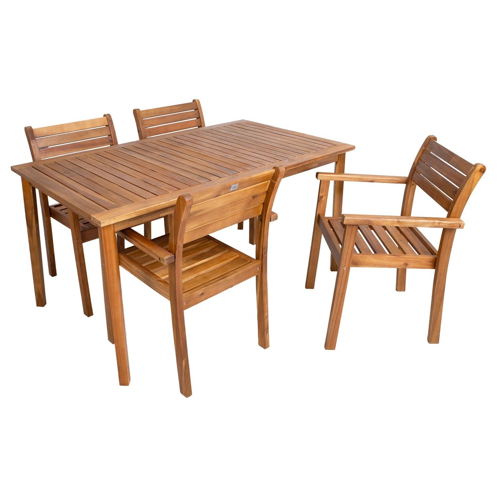 Garden furniture set FORTUNA table and 4 chairs, acacia