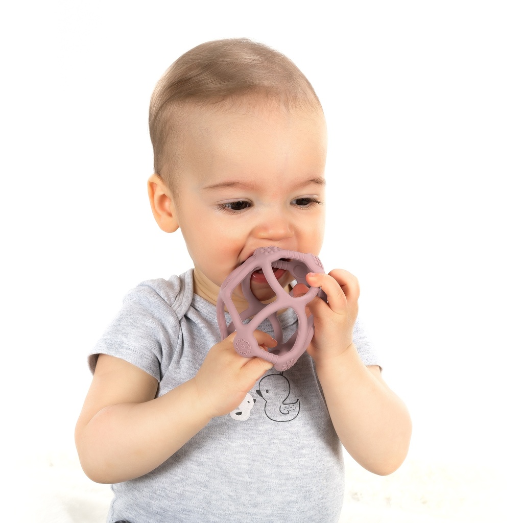 Reer Bite&amp;Play silikoninen pallolelu vaaleanpunainen