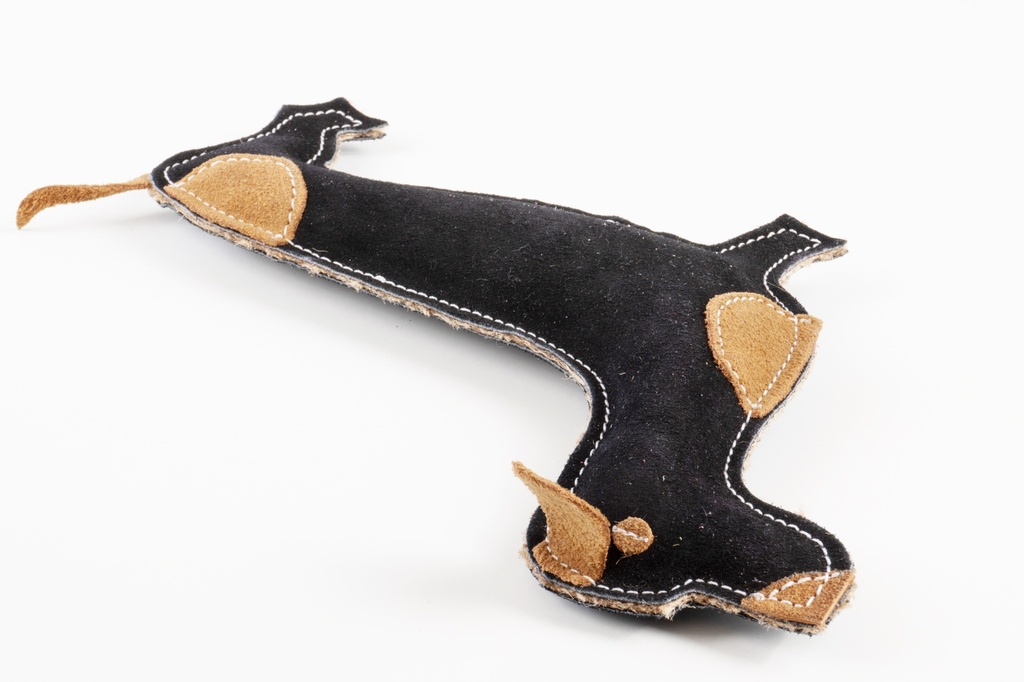 Viksu koiranlelu nahkainen mäyräkoira 26cm