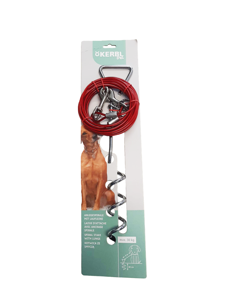 Kerbl koiran maakoukku kromattu 40 cm + hihna 6 m