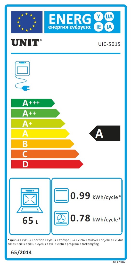 Energiatarra - UNIT URC-141 jääkaappipakastin, 60cm leveä D-luokan NO FROST, valkoinen