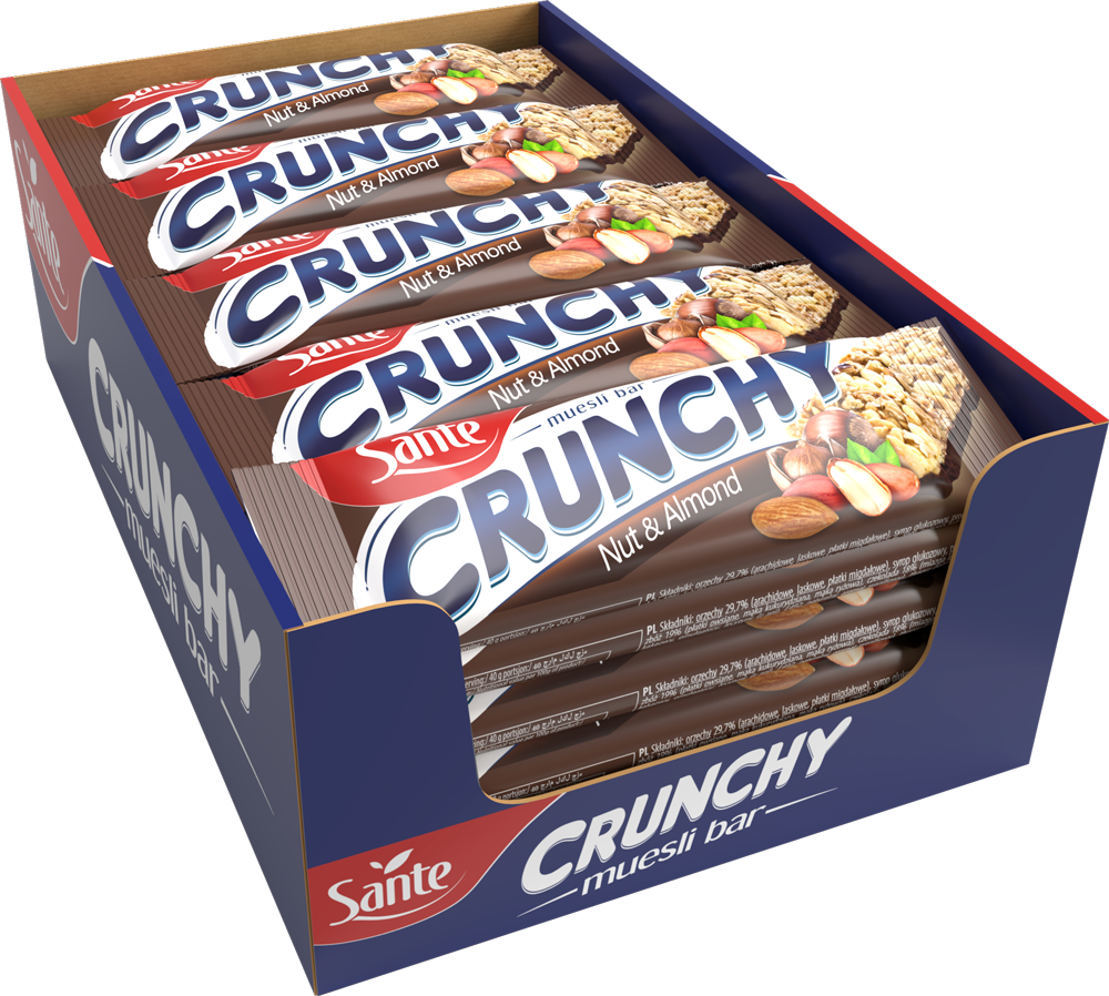 Sante Crunchy välipalapatukka pähkinä-manteli suklaakuorrutuksella 40g