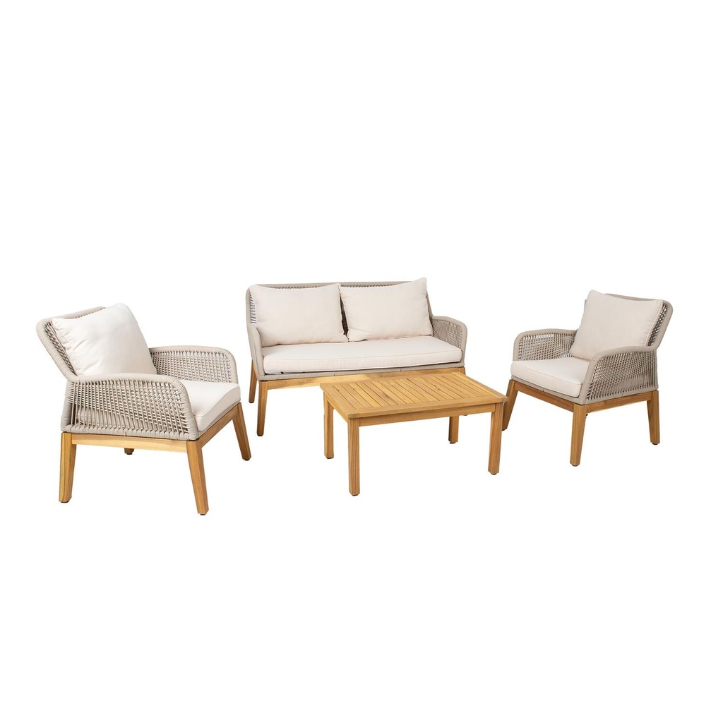 Puutarharyhmä FLORIDA pöytä, sohva ja 2 nojatuolia