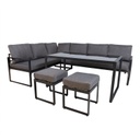 Puutarharyhmä LEIPZIG pöytä, kulmasohva, 2 rahia