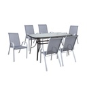 Puutarharyhmä DUBLIN pöytä ja 6 tuolia, harmaa