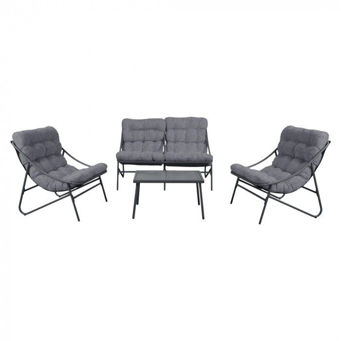 VIBE sohvaryhmä ulos, sohva, 2 tuolia ja pöytä, harmaa