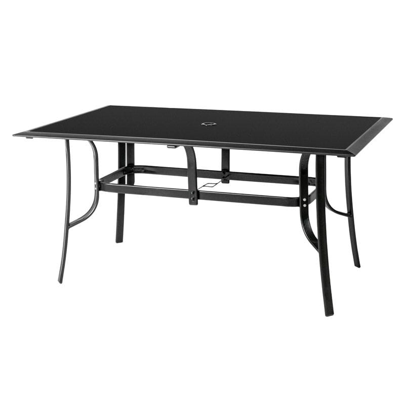 URAN puutarhapöytä 150x90 cm, lasikansi, musta