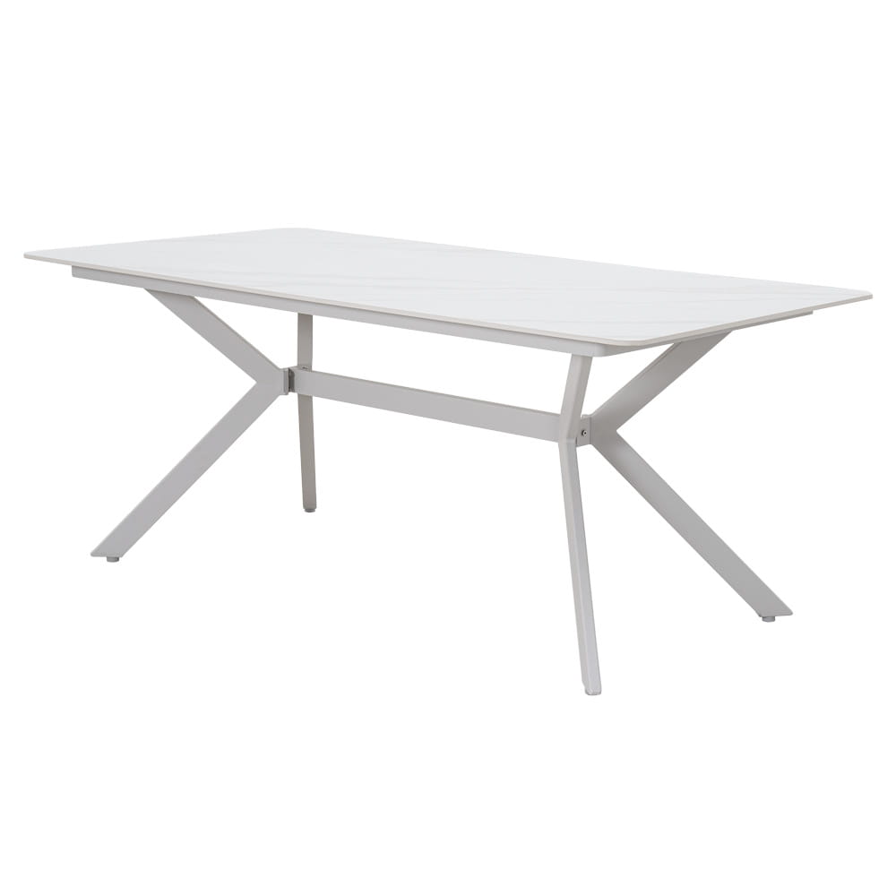 BALLENA puutarhapöytä 180x100cm, alumiini/lasi, valkoinen