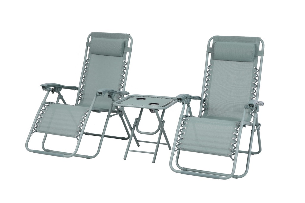 DELUX setti: 2 vihreää lepotuolia ulos + pöytä (v2)