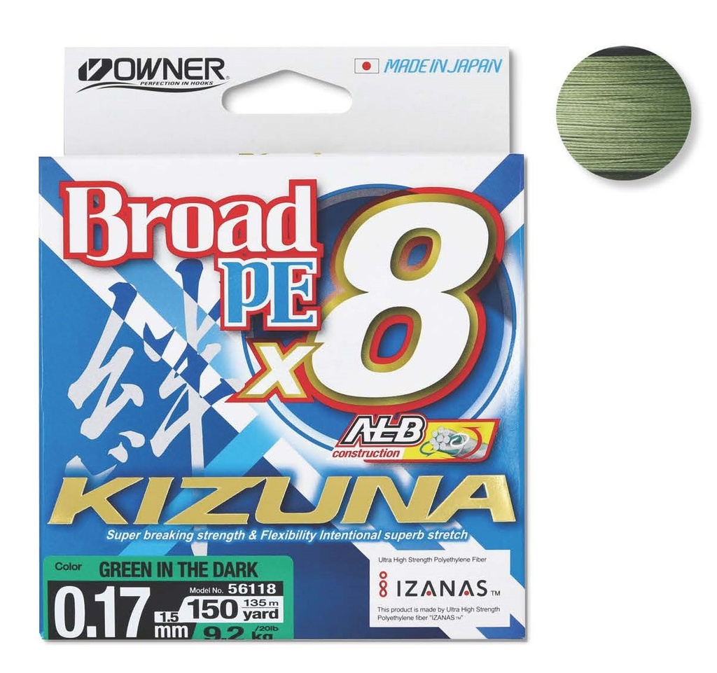 Owner Kizuna 135m mikrokuitusiima dark green 0,21mm