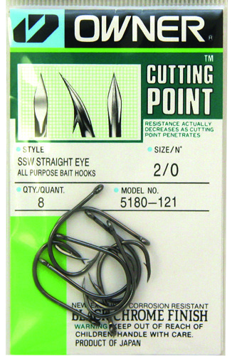 Owner 5180 SSW yksihaarakoukku koko 2/0 8kpl