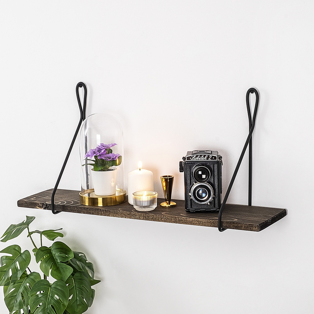 Chic Home Ahto seinähylly 60x15xK27 cm, tummanruskea