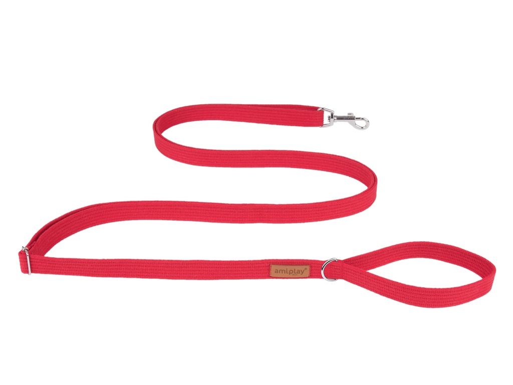 Amiplay Cotton Easy Fix koirantalutin, säädettävä 160-300x2,5cm, punainen L