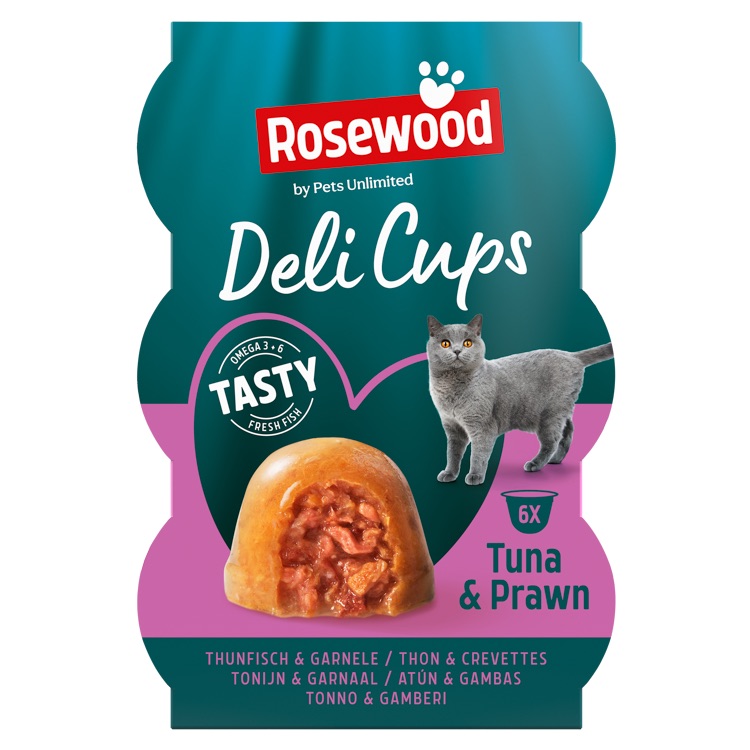 Rosewood kissan herkkukupit delicups tonnikala-katkarapu 6x22g