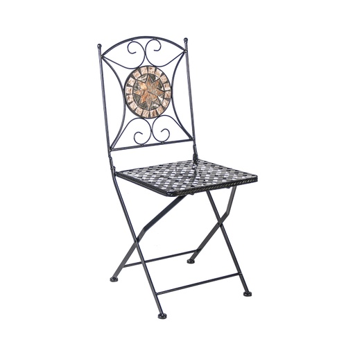 [4741243386655] Tuoli MOSAIC "kantikas" metallirunko, kokoontaitettava, musta/kupari